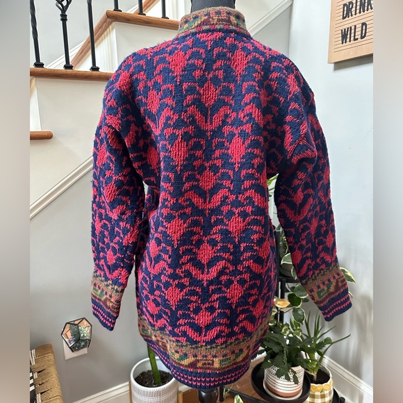 Chunky Knit Sweater Cardigan in Rich Fall Colors - Picture 4 of 5